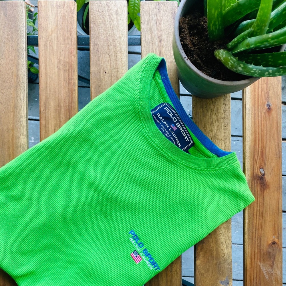 Vintage Polo Sport Green embroidered sz L T-Shirt